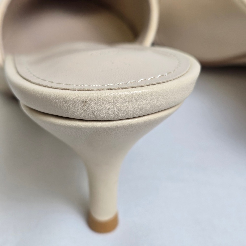 Bow Knot Pointed Toe Kitten Heel Mules Cream Unbranded Neutral Women's Size 7.5 - Picture 7 of 15